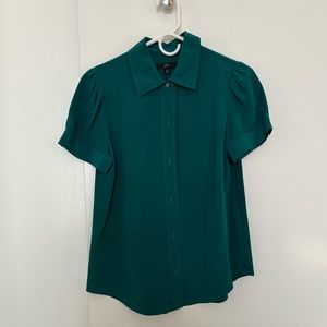 Jcrew green button up blouse size XS